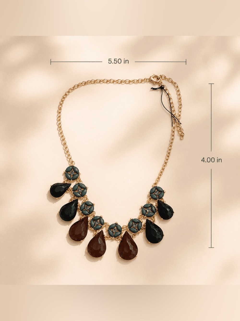 Chic Gold and Multicolor Teardrop Necklace